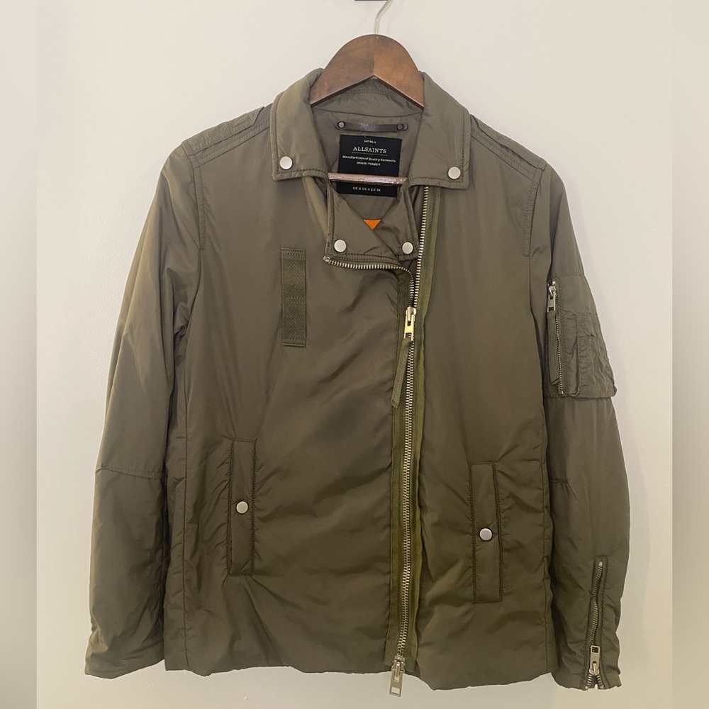All Saints Khaki Military Moto Jacket